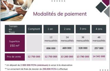 BAMBIOR : Lot de 351 terrains viabilisés de 150 m2 à vendre